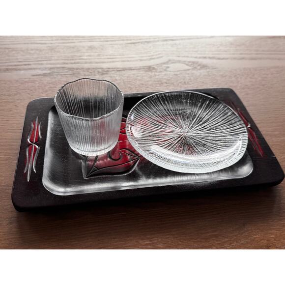 Vintage Black & Red Handcarved Wooden Tray – Japanese Ainu Style Nibutani-Ita - Picture 8 of 12